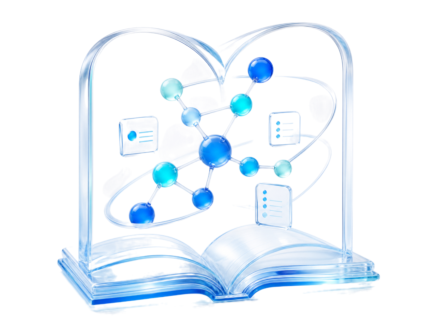 Glass open book supporting an education audience data graph