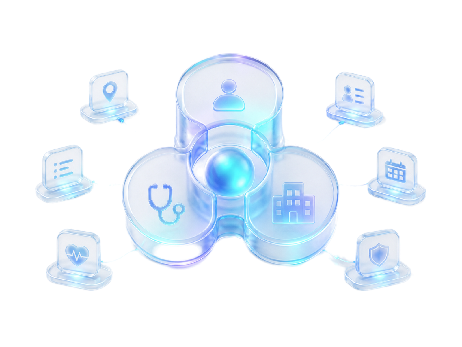 Glass healthcare taxonomy system connecting providers, specialties, facilities, and campaign signals