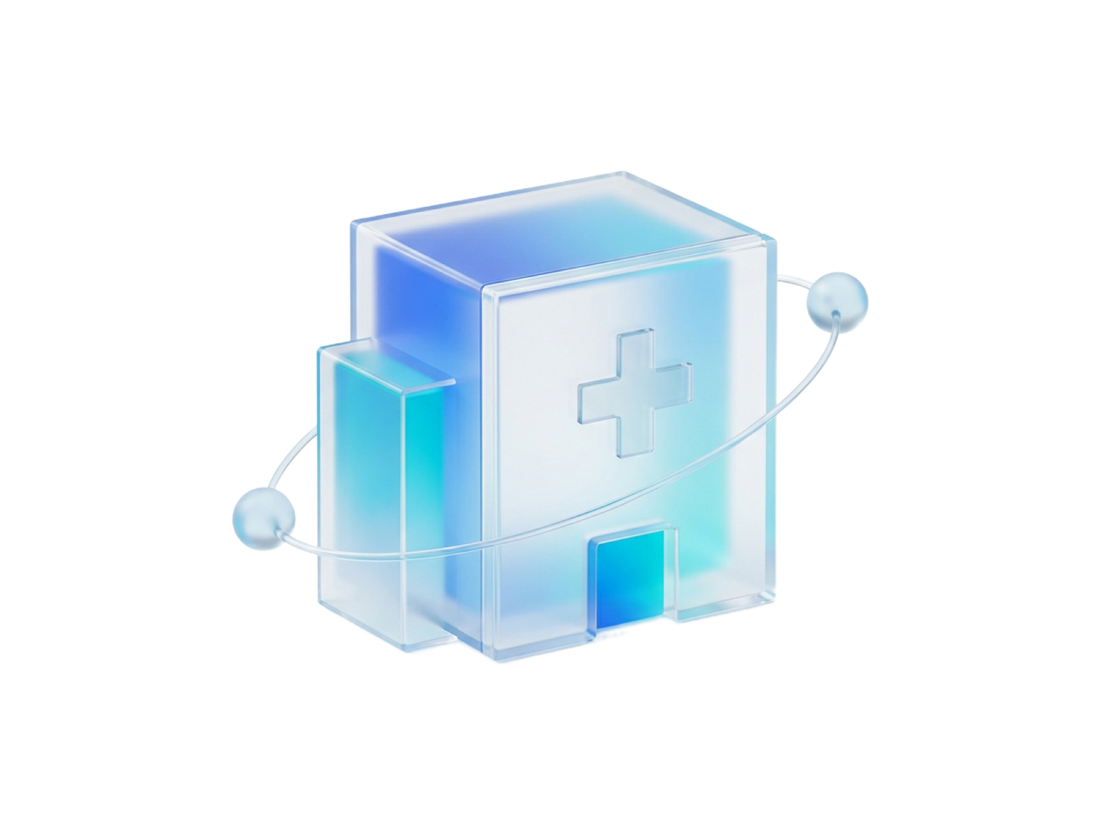 Glass hospital and connected-care illustration