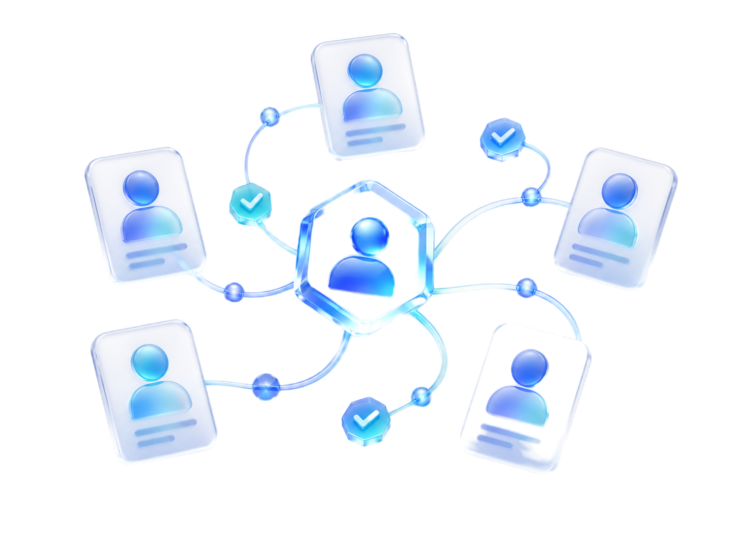 Professional identity records connected across role, account, region, and contact fields